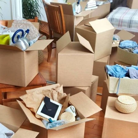 Custom boxes used for TV and appliances during house shifting